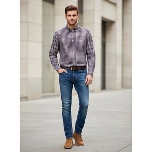 Ralph Lauren Mens XL Button-Down Custom Fit Long Sleeve Plaid Flesh Pony‎ Shirt
